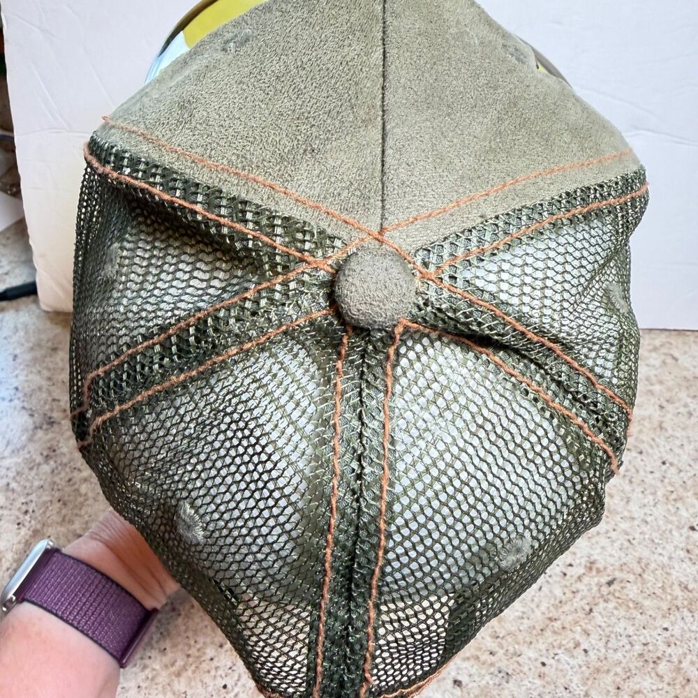 Vintage Von Dutch Sage Green Suede UV400 Clear Visor Trucker Hat Y2K Rare - Picture 12 of 16